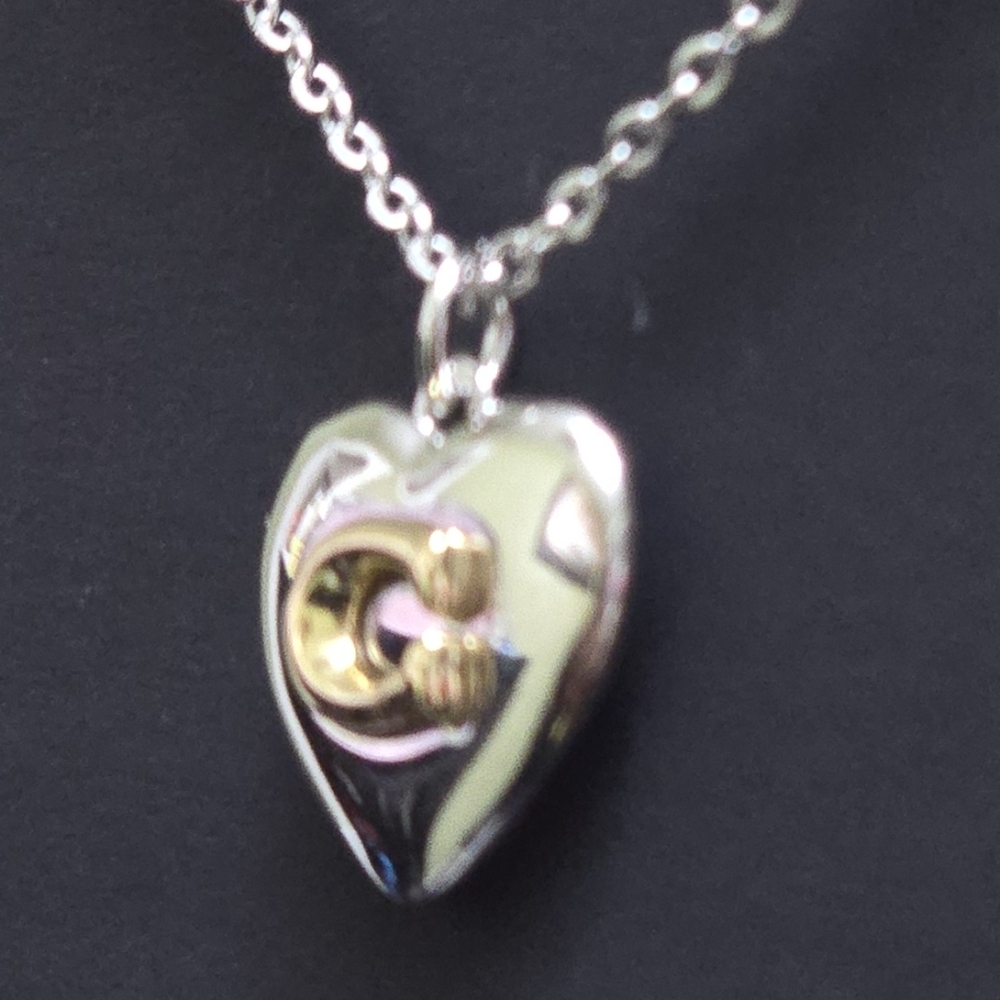 Coach Two-tone Heart Signature Pendant Necklace - Picture 3 of 5